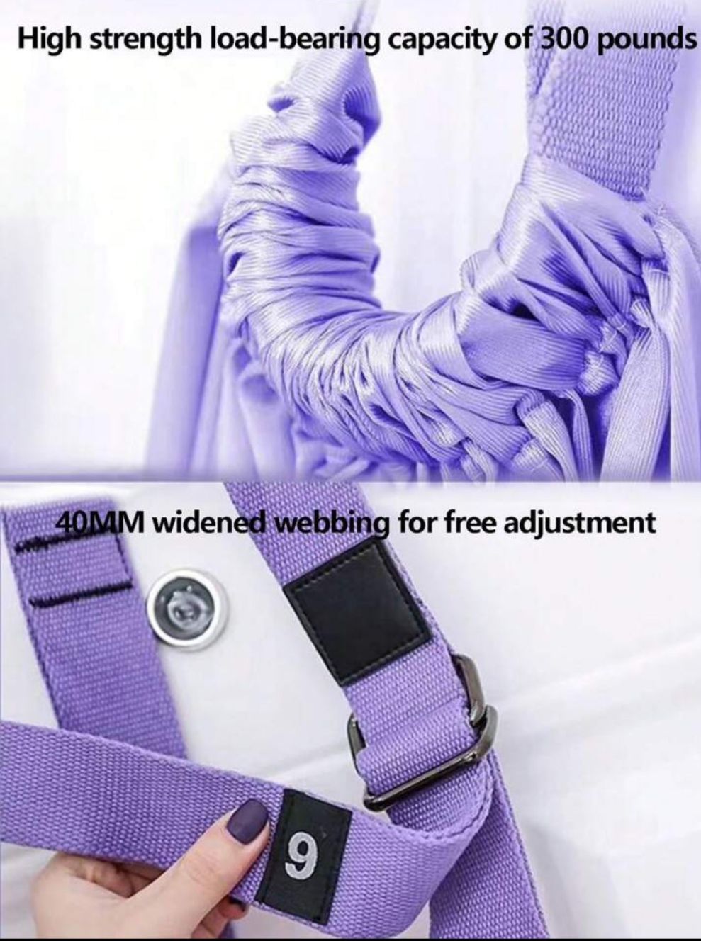Adjustable Aerial Yoga Strap, Hammock Ceiling Mounted Flexibility Stretching Rope For Stretching, Back Bending, Inversion 100%polyester