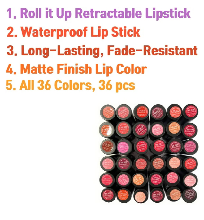 36 Colors Lipstick Set, Nabi Matte Lipstick for Women, Matte Finish Lip Color