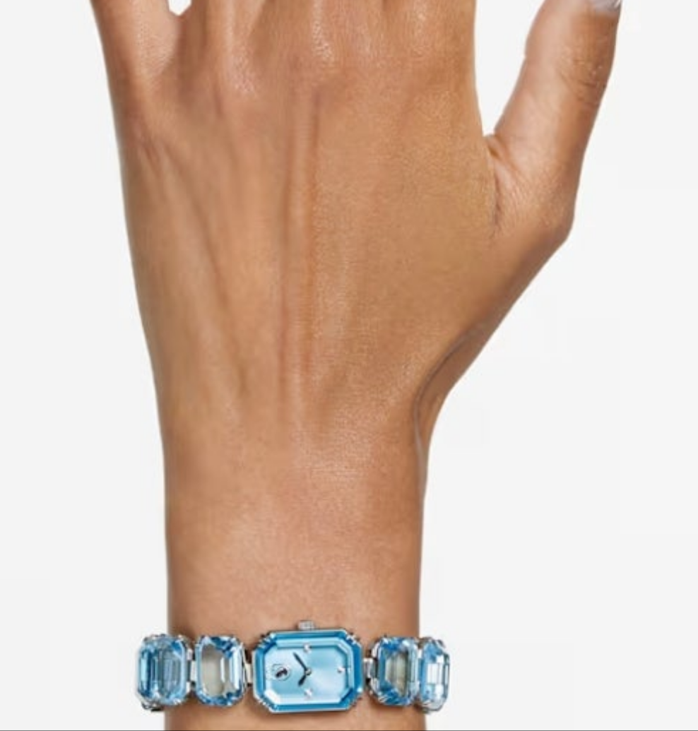 Swarovski Octagon cut bracelet, Blue, Stainless steel