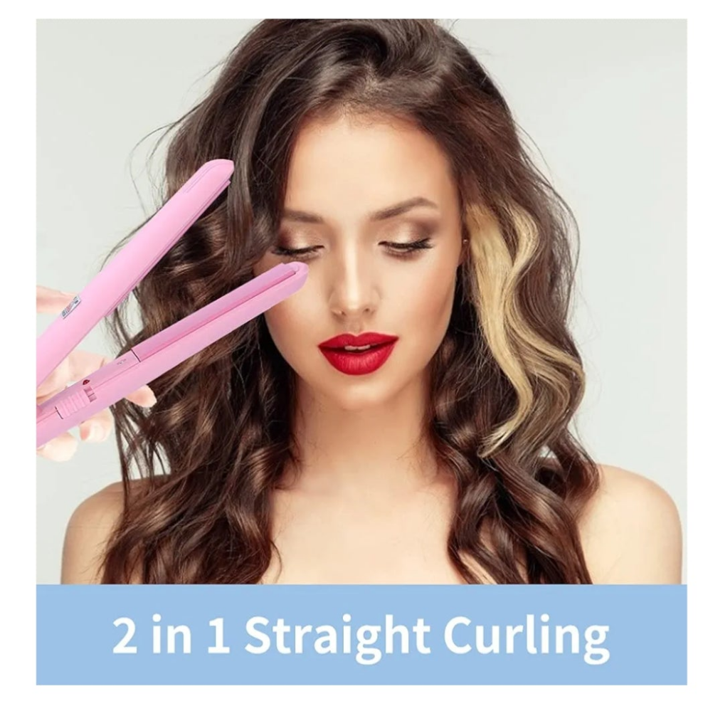 Hair straightener hot iron pink mini