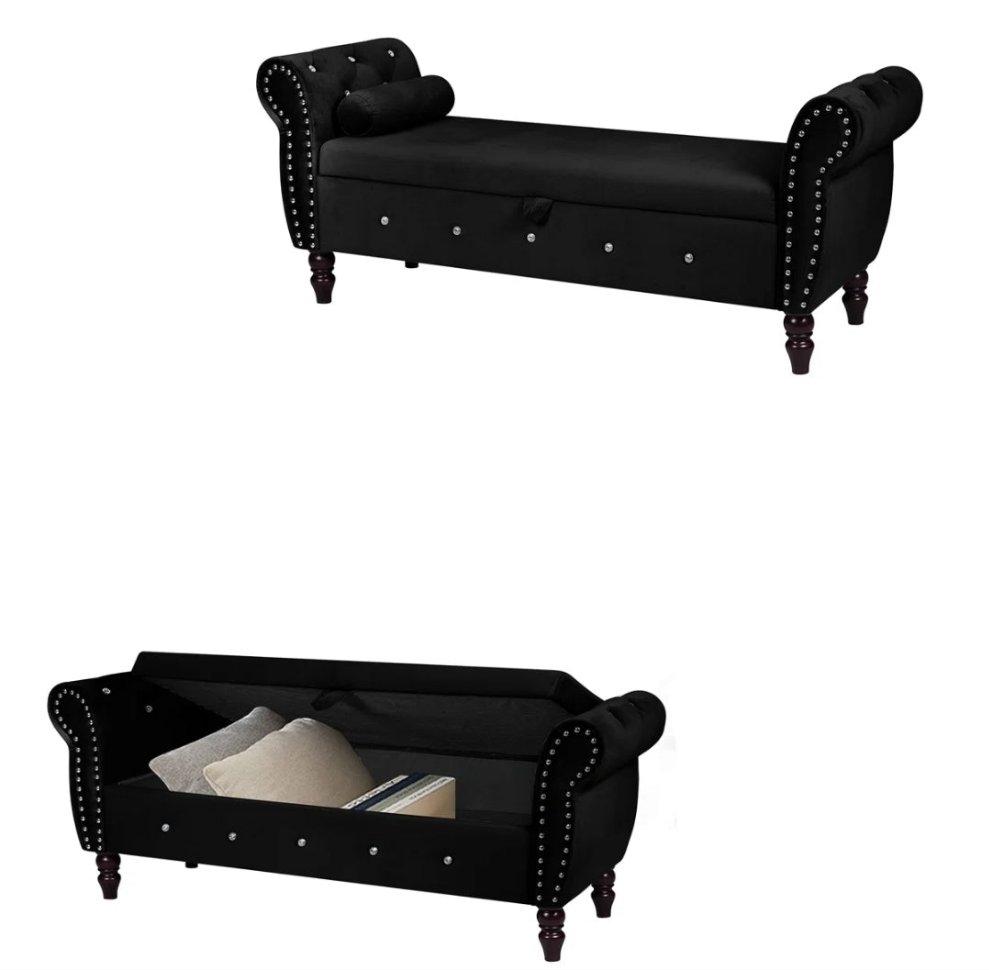 Velvet Ottoman With Storage Space inside Unique and Fun