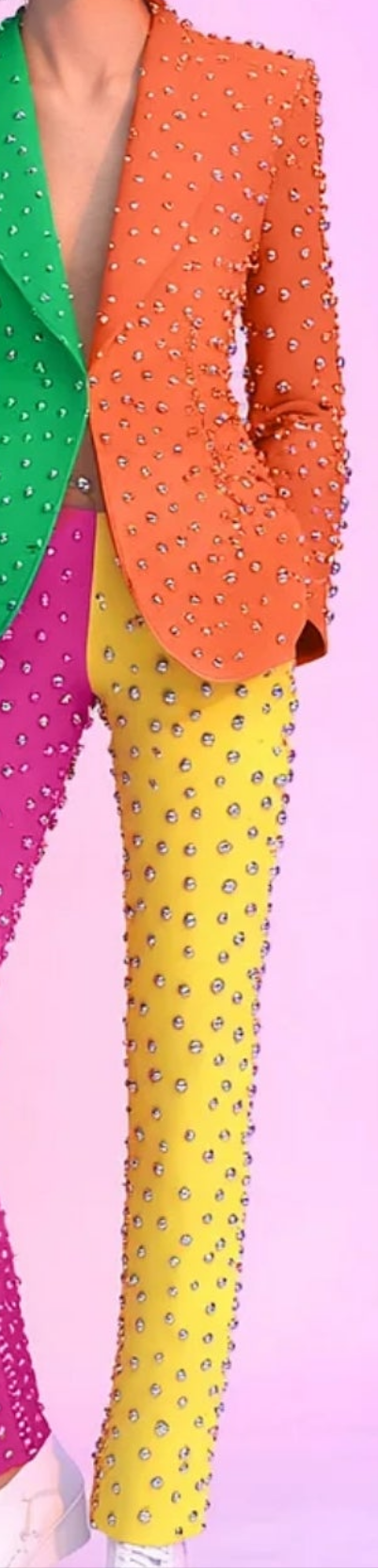 COCOMONEY Studded Multicolor Print Two Piece Pant Suit-Multicolor
