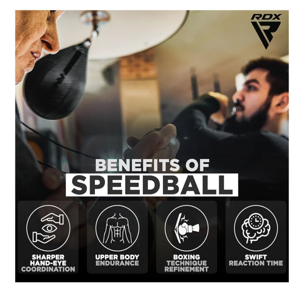 Speed Bag Boxing Ball and Swivel Set, Maya Hide Leather Dodge Striking Mount Kit with Additional Bladder, MMA Muay Thai Punching Workout Kicking Martial Arts Training Home Gym Exercise Speedball