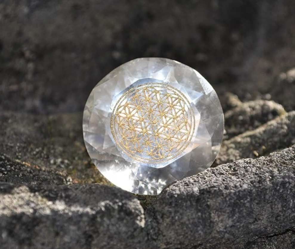 Crystal Quartz Tachyon Meditation Crystals - Flower of Life Healing Manifesting Crystals Metaphysical Supplies, Quartz Crystals - Crystal Energy Crystals for Health - Real Crystals and Healing Stones
