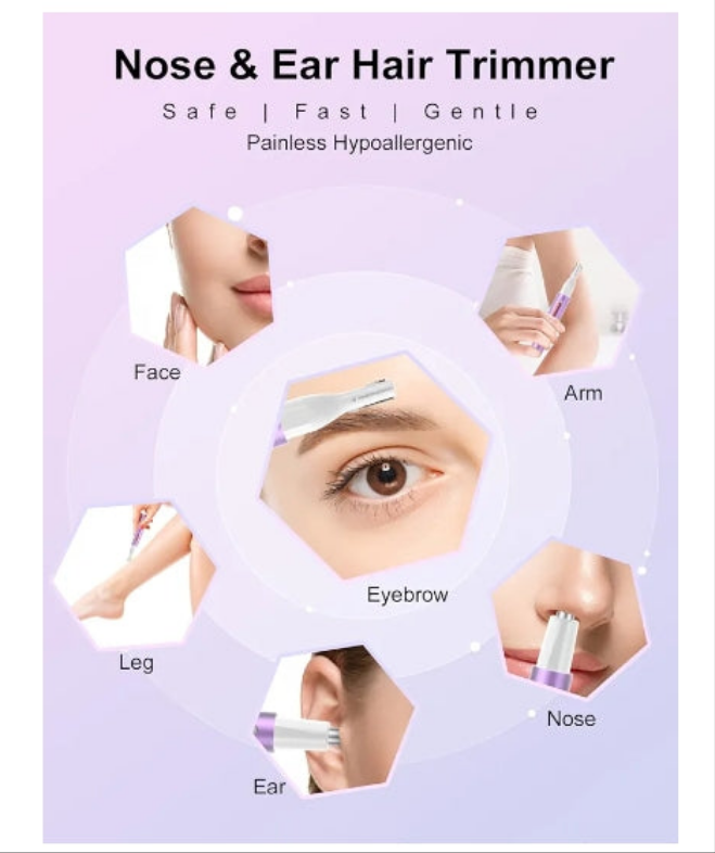 Nose Hair Trimmer for Women Men,2024 Rechargeable 2 in 1 Eyebrow & Facial Hair Trimmer, Professional Painless Ear Hair Trimmer with Powerful Motor and Dual-Edge Blades Easy Cleansing