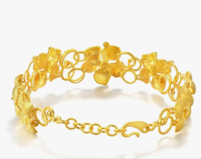 COCOMONEY 999.9 24K Solid Gold Price-by-Weight 34.06g Gold Bridal Blossom Hydrangea Flower Bracelet for Women 84306B | 8.2 Inches, (21 CM)