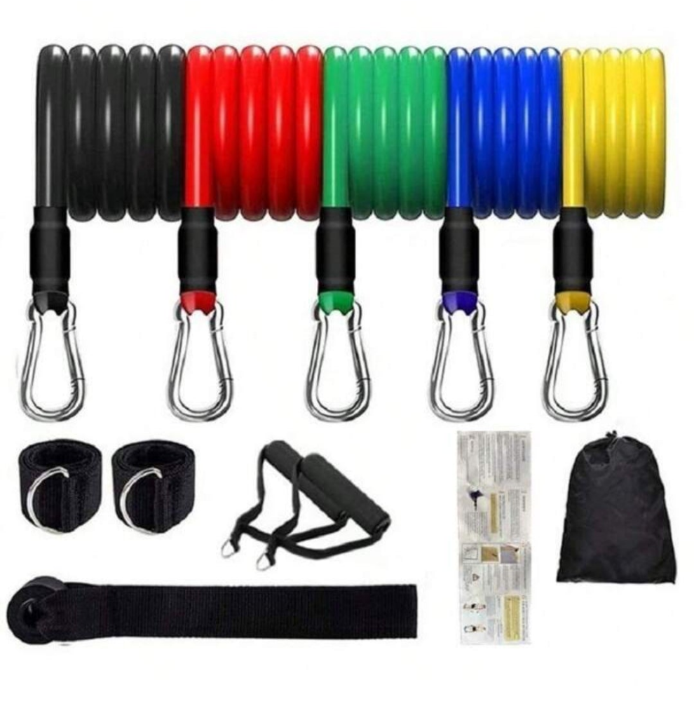 11Pcs Resistance Bands 100lbs Indoor Portable Fitness Equipment Yoga Home Gym Exercise Expander Tube Elastic Pull Ropes material tpe