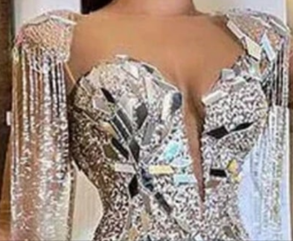 Sparkly Rhinestone Fringe Epaulet Sheer Mesh Sequin Party Mini Dress - Silver COCOMONEY