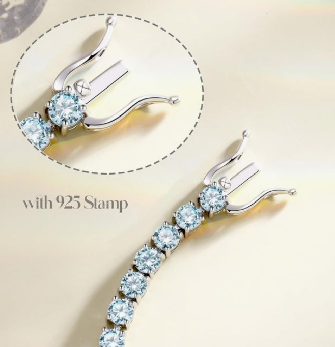Sterling Silver Gemstone Tennis Bracelets Fine Jewelry Wedding Bridal Prom Birthday Gift for Women Her, Length 7.9 Inch Width 4mm