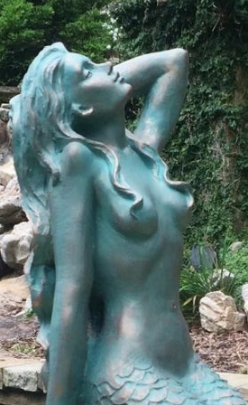 Sexy Mermaid on Coastal Rock Statue Outdoor Waterproof Porch Garden Pool Side Decor Bathroom