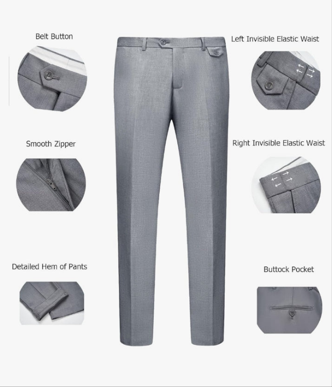 Men's 3 Piece Slim Fit Suit Set Two Button Blazer Jacket Vest Pants Tuxedo Set for Party, Wedding and Business