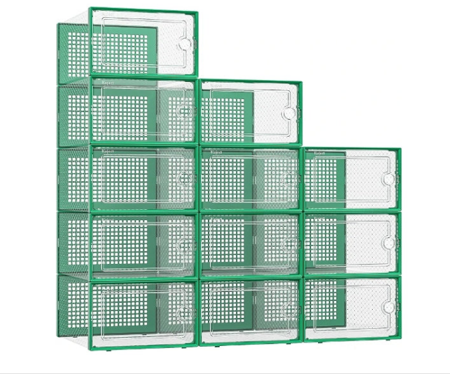 X-Large Shoe Storage Boxes Organizers Clear Plastic Stackable 12 Pack, Shoe Rack & Holder Substitute, Sneaker Containers, Toy Storage Organizer Bins for Entryway, Closet, Under Bed,
Sustainability features 3