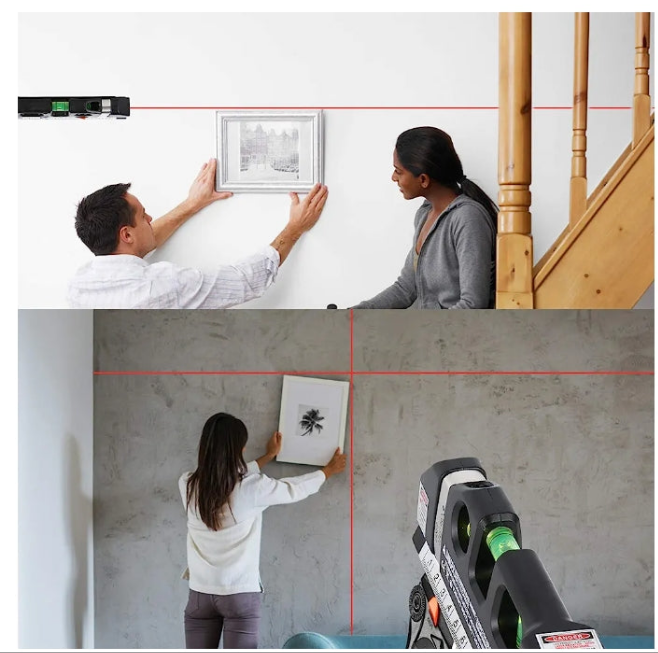 Laser Level Line Tool, Multipurpose Laser Level Kit Standard Cross Line Laser leveler Beam Tool with Metric Rulers 8ft/2.5M for Picture Hanging cabinets Tile Walls by AikTryee.