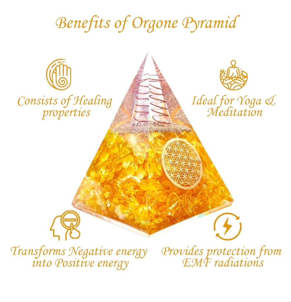 Orgone Pyramid of Success, Rose Quartz Pink Orgonite Pyramid is Healing Crystals for Peace, Calm & Love and Orgonite Pyramid helps in Healing Material 1 piece
