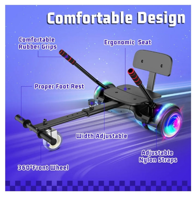 Scooter with Seat Attachment, Scooter Go Kart Combo with Corlorful LED Lights, Adjustable Frame Length, for Kids