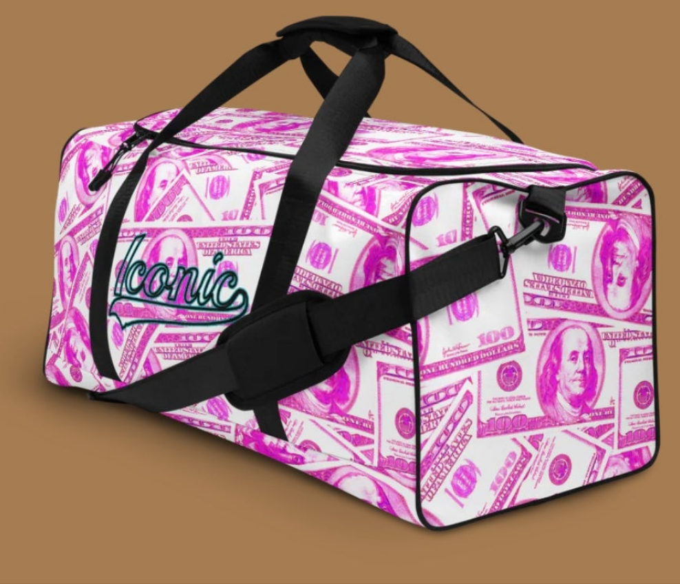 Pink Cocomoney Iconic Duffel Bag Pink Money Design Stylish 22W×11.5L×11.5H