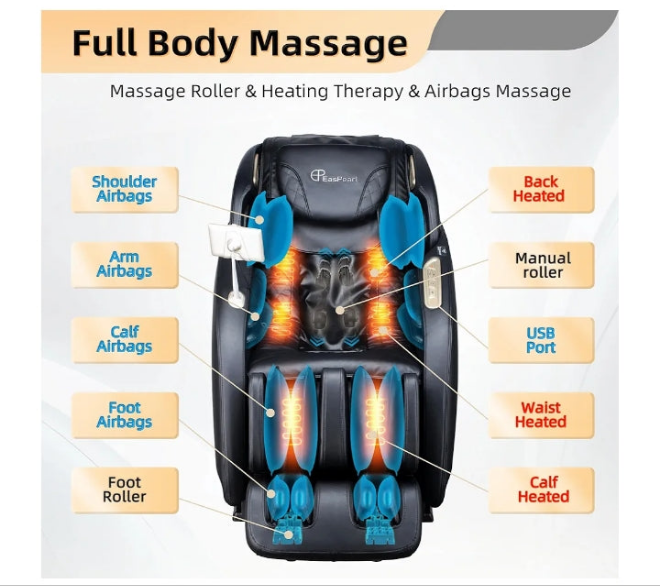 Massage Chair, 4D Full Body Zero Gravity Massage Chairs with APP, SL Track Shiatsu Stretch Massage Recliner Chair with Electric Footrest, Heat, Foot Rollers, Body Scan(Black)