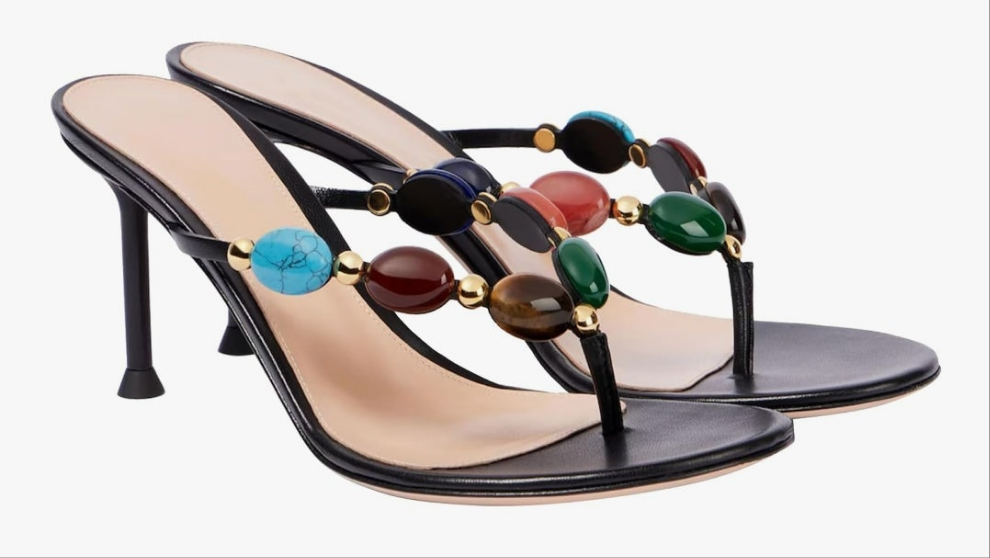 Jeweled Thong Strappy Sandal Summer Mules Kitten Heels Flip Flop Round Open Toe Mid Heels Fashion Wedding Party Dress Thong Casual Shoes