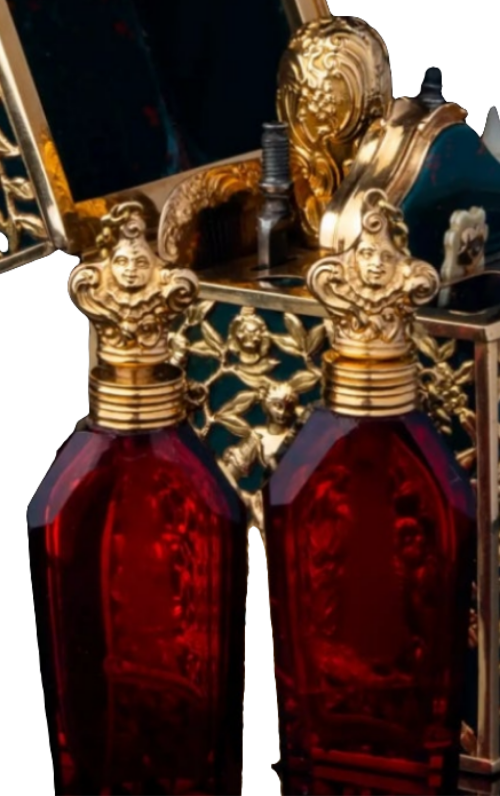Antique II Gold and Hardstone Ladies Travel Scent Bottle Necessaire