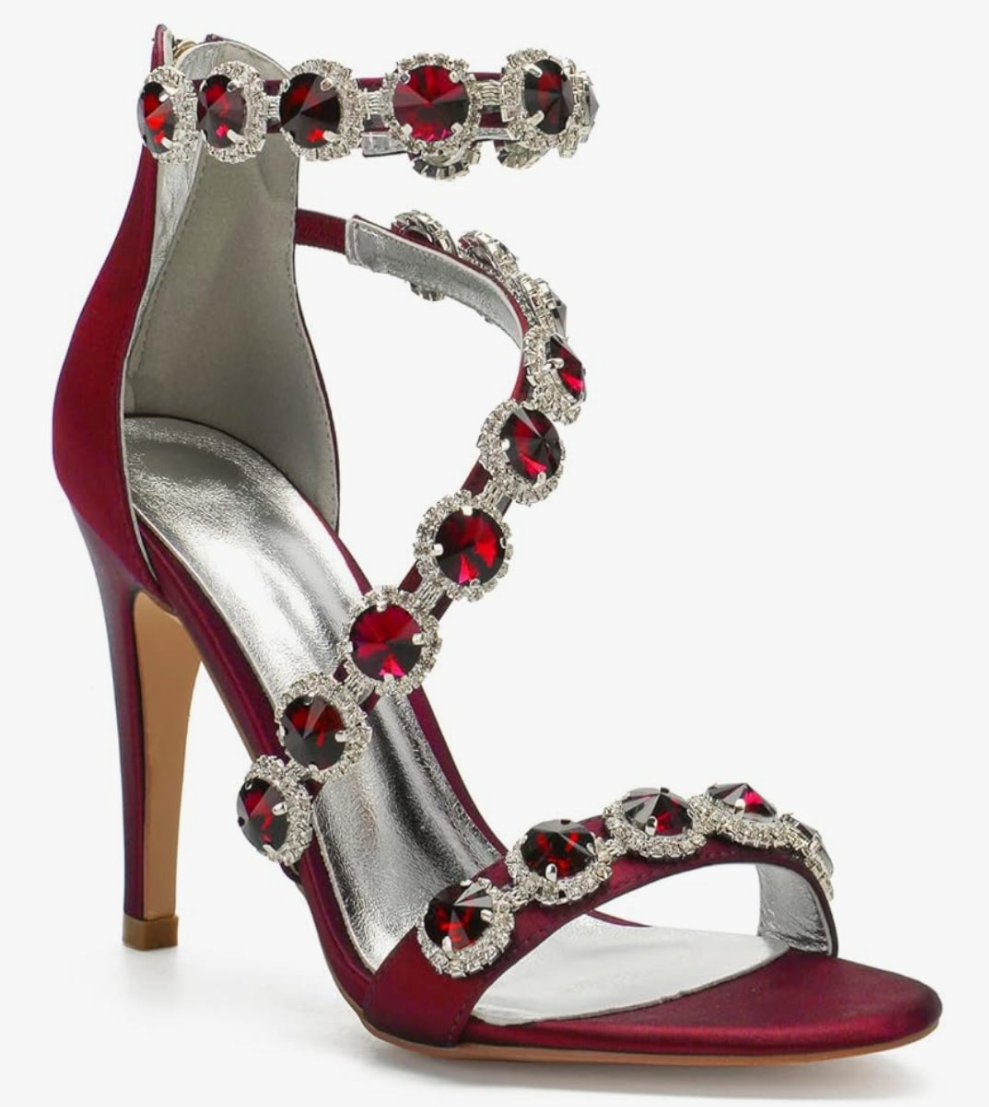 Ankle Strap High Heel Pumps Crystal Formal Evening Prom Party Dress Shoes stunning