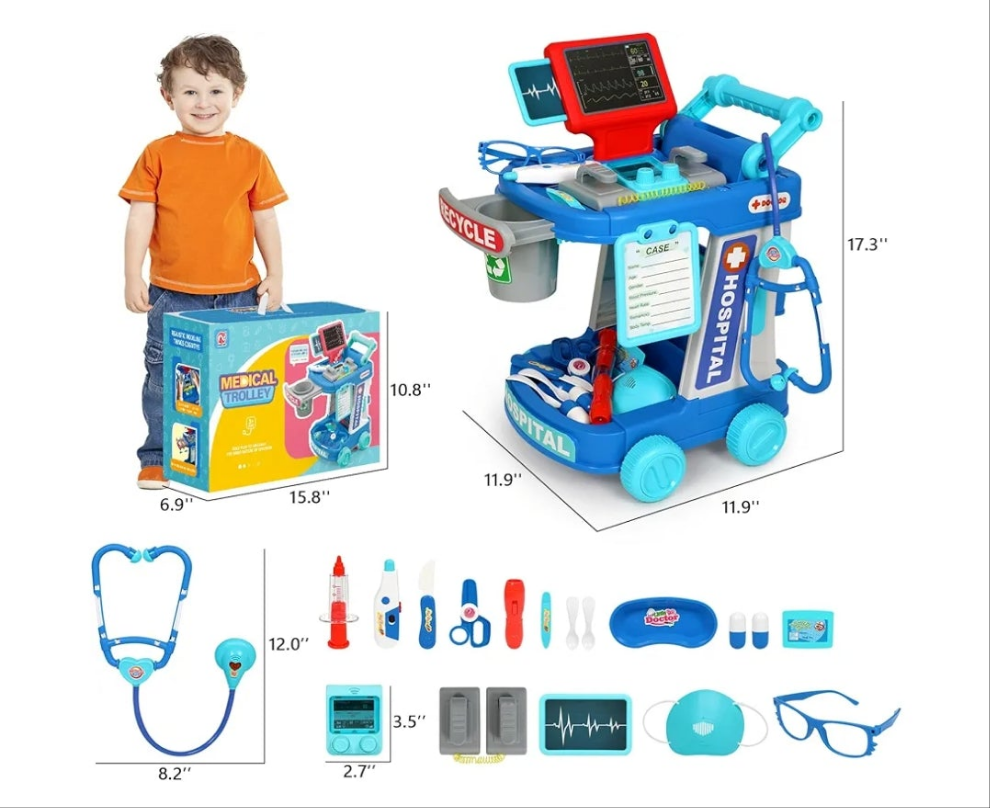 Doctor Kit for kids 3+ Medical Kit Toy Doctor Cart Stethoscope and Other Accessories Boy and Girl Fun Role Playing Game Toy Kids Pretend Play Girls Toys for 3+ There's 4 sets to choose from. Choose your set below.