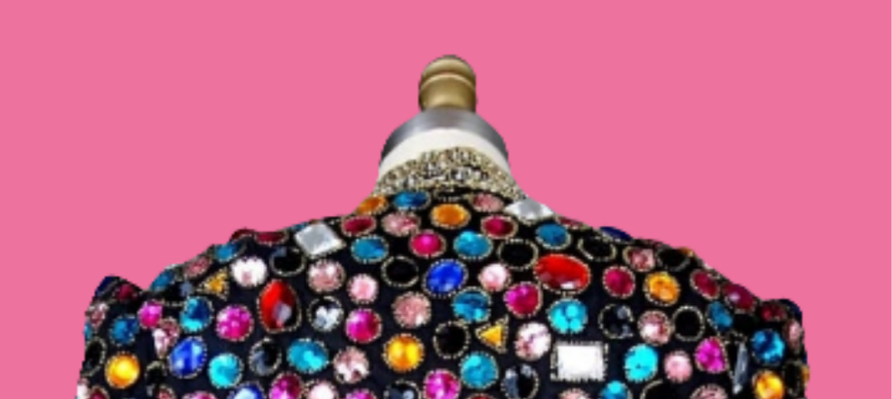 COCOMONEY Jewel Embellished Sequin Trophy Jacket // Rainbow Rhinestone Crystal Gem Beaded Evening JacketBust Medium - Bust - 36" +Shoulders - 16"
Sleeves - 21"
Top to Bottom - 24"