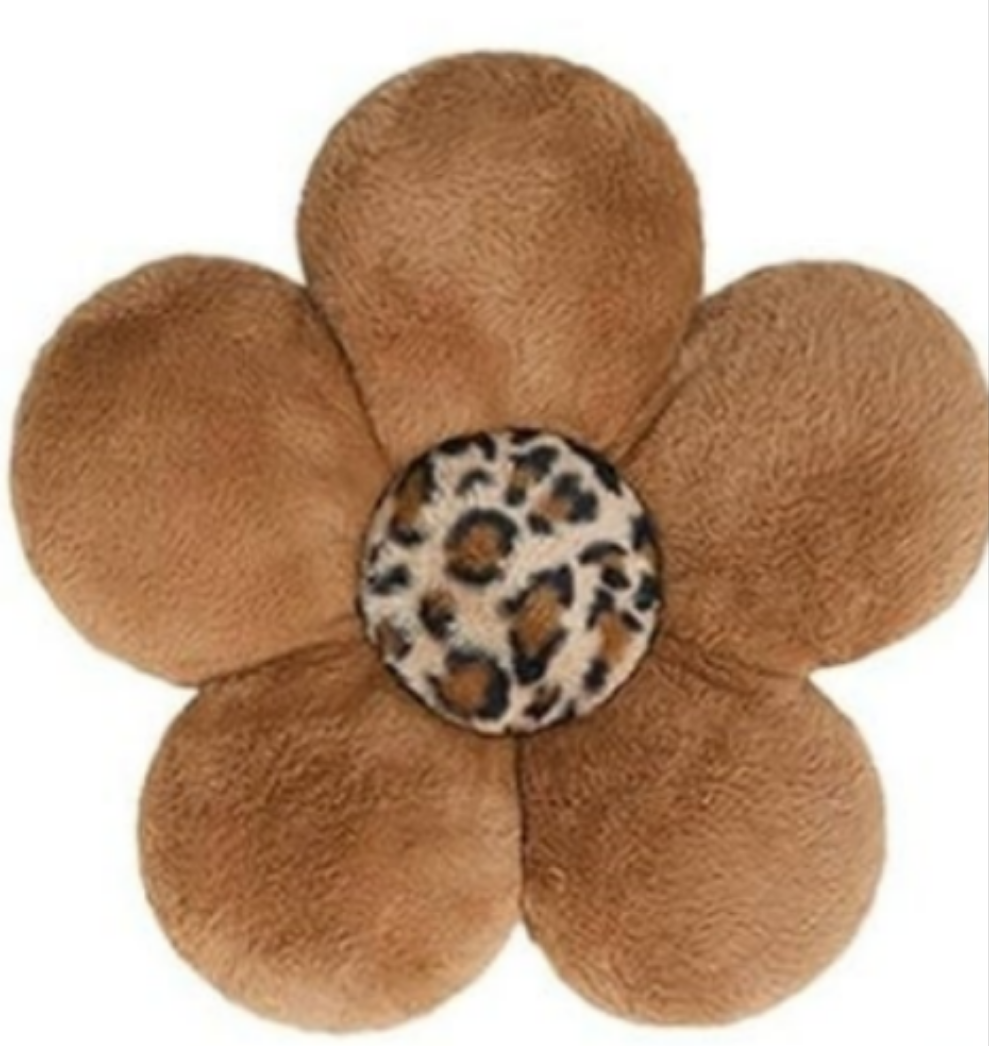 2 Pcs Cute Leopard Plush Pillow Furry Flower Stuffed Pillows Pillow Home Decorative Pillow for Bed Couch Living Room Decor