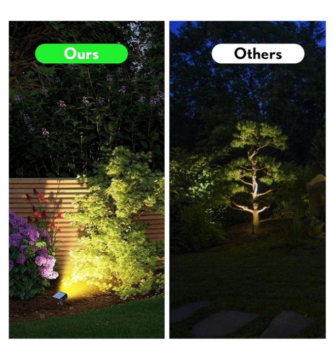 Solar Spot Lights Outdoor Waterproof, 3 Lighting Modes Solar Landscape Lights for Outside, 56LED Solar Powered Lights Dusk to Dawn Pack of 6 Warm white