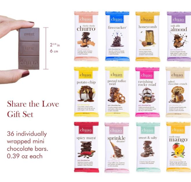 Assorted Milk and Dark Mini Gourmet Chocolate Bars Gift Box | Sampler For Holiday, Birthday, Thank You, Corporate Gift Baskets | 36 Bars, 0.39 oz Each