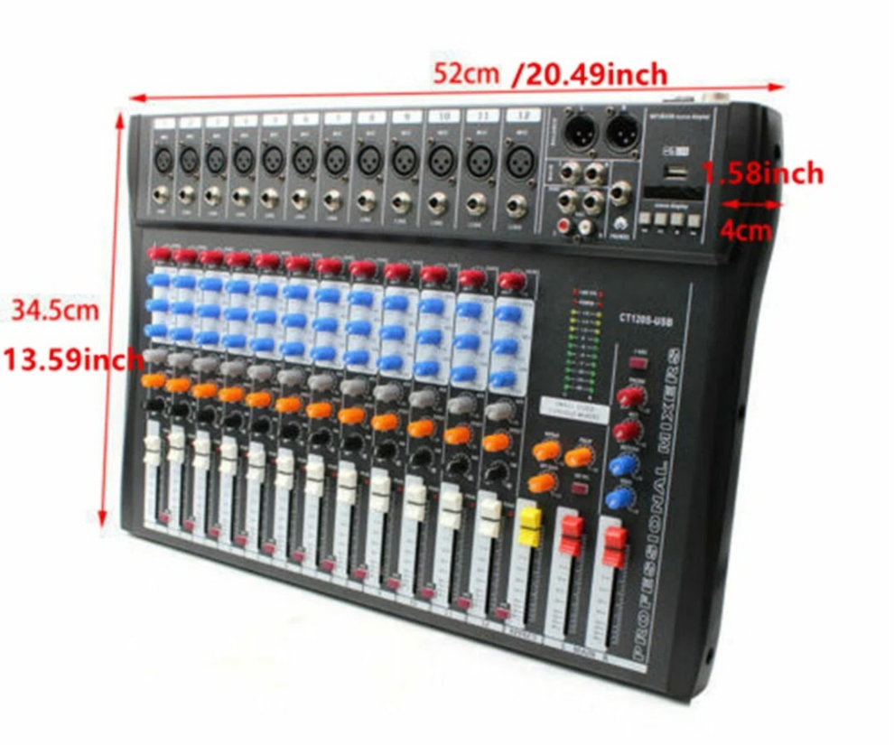 12 Channel Mixing Console Audio Mixer DJ Controller Professional