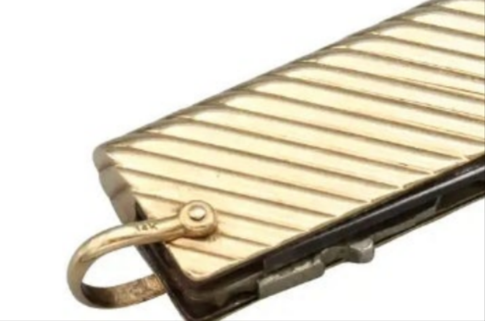 14k Gold Verdura Gold Utility Knife and Key with Clock and Hidden Pencil and mystery key exciting