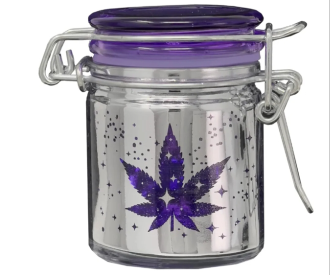 Airtight Glass Mini 2.5'' tall Storage Jar with Clamping Lid (Rainbow Space), SJM44, Silver