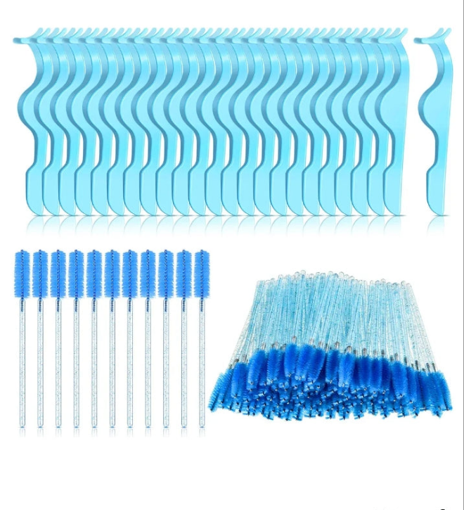 24 Pieces Plastic Eyelash Extension Tweezers False Eyelash Applicator Tool Eyelash Auxiliary Clip and 100 Pieces Eyelash Brush Mascara Wands Applicator for Eyelash Application (Pink)