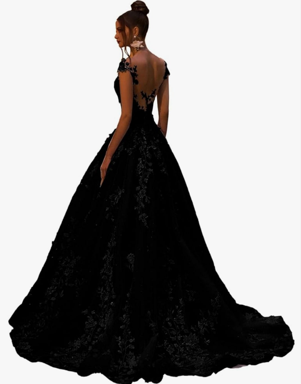 V Back Wedding Dress Sexy Elegant A-Line Glitter Lace Applique Floor Length Long Bridal Gown for Bride