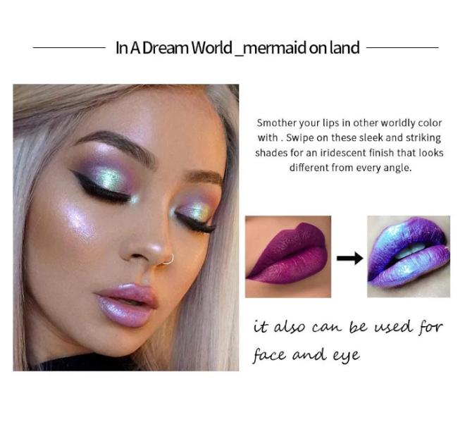 Glitter Liquid Lipsticks Set 6 color Diamond Shimmer Metallic Lipstick Waterproof Long Lasting Makeup Kit Face Eye Glow Shimmer Shinning Lip Gloss Set