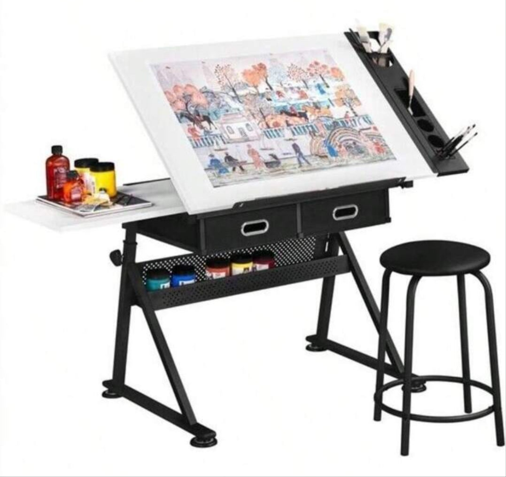Height Adjustable Art Desk For Adults Tilting Tabletop Drafting Drawing Table
