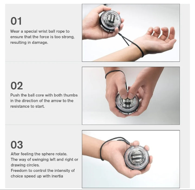 Wrist Trainer Ball Auto-Start Wrist Strengthener Gyroscopic Forearm Exerciser Gyro Ball for Strengthen Arms, Fingers, Wrist Bones and Muscles