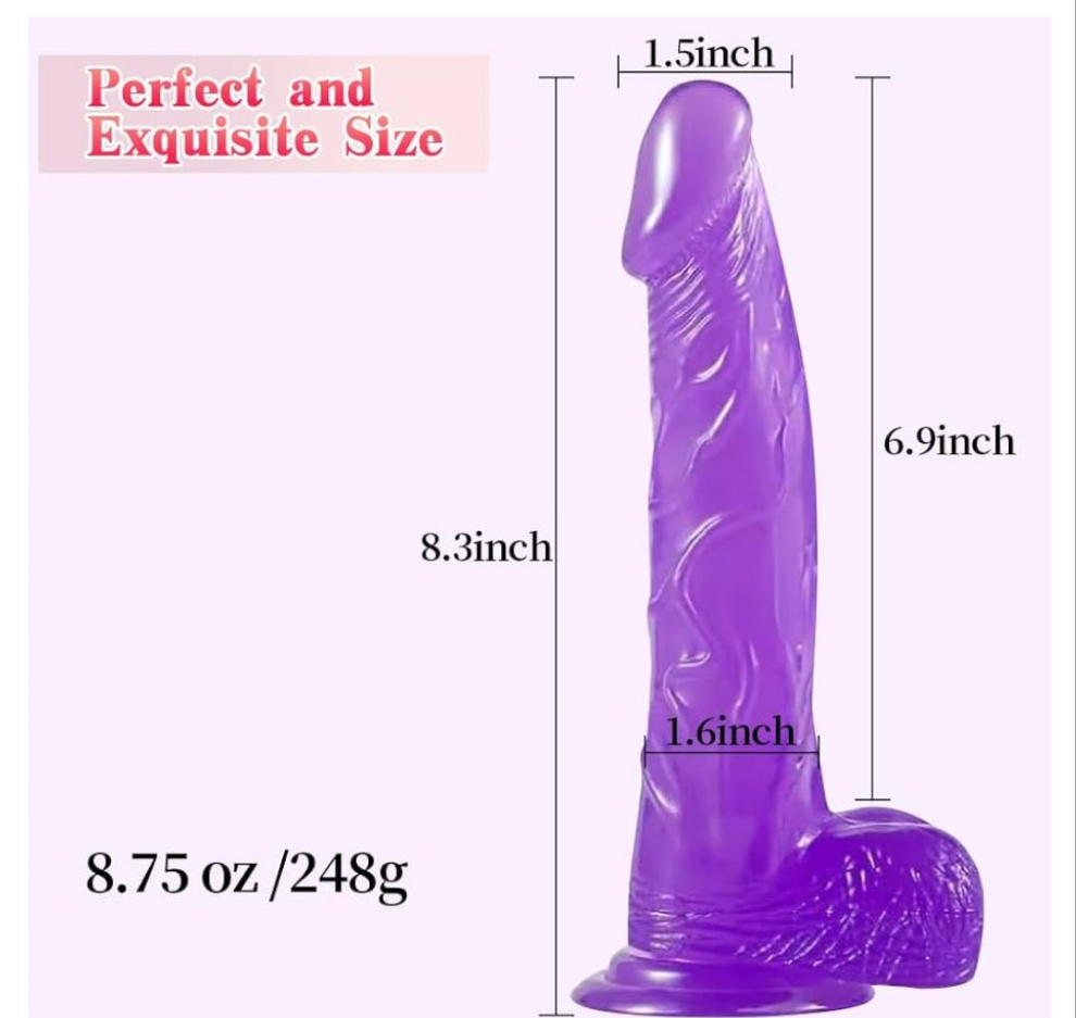 Strap on Dildo with Harness, 8.3 Inch Realistic Wearable Dildo Body-Safe Material Strong Suction Cup, Anal Vagina G Spot Sex Stimulation Adult Sex Toys for Women Lesbian Men Couple