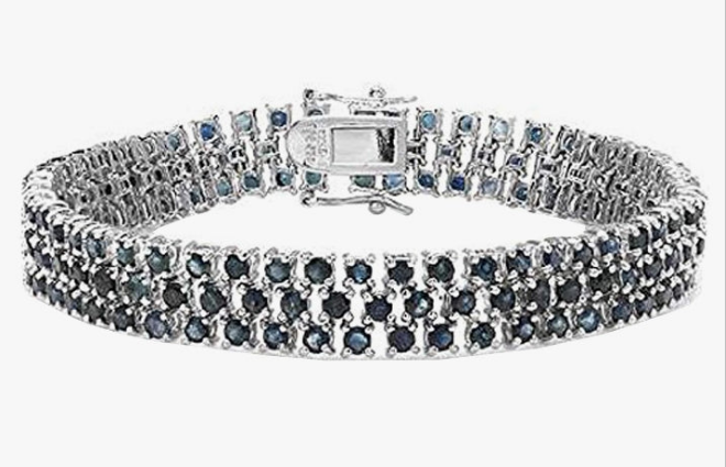 25.00 carats Blue Sapphire 925 sterling silver Tennis Bracelet,