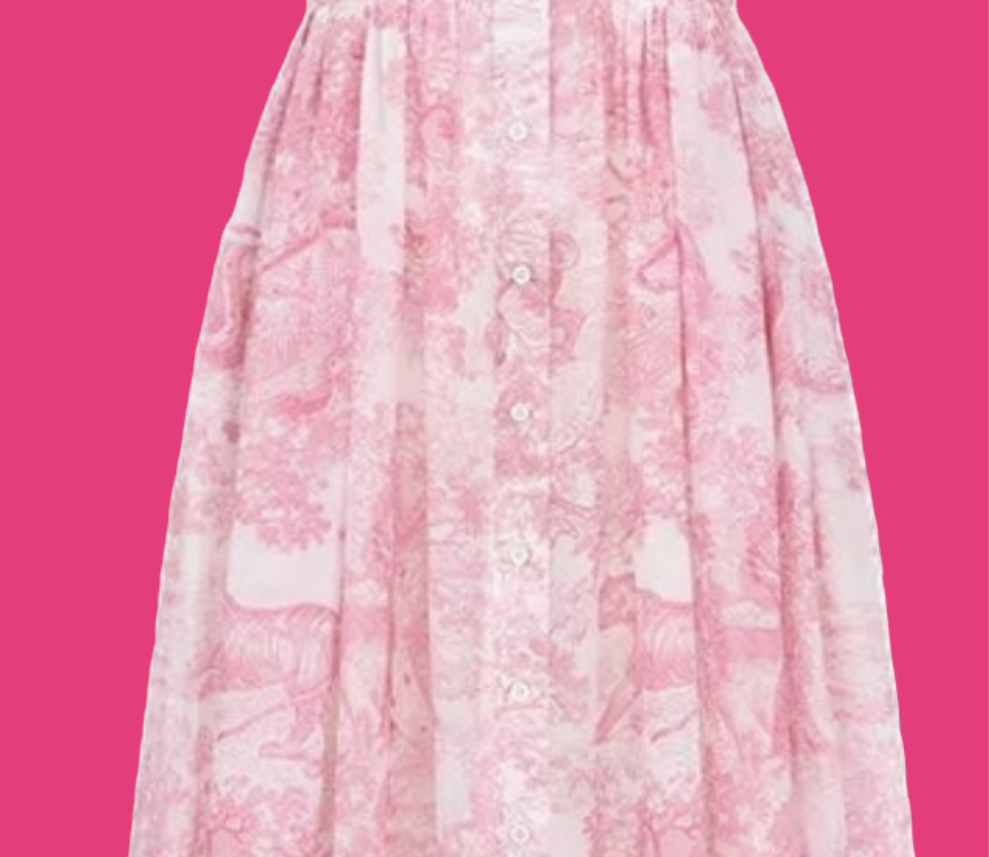 Dior Dioriviera Mid-Length Shirtdress
White Cotton Muslin with Cherry Blossom Pink Toile de Jouy Sauvage Motif