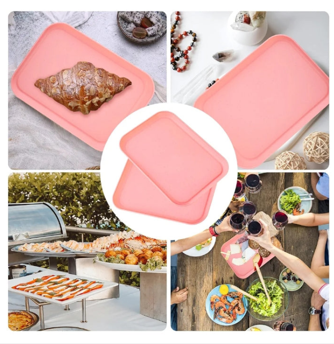 2 pcs Serving Tray for Entertaining, Serving Platters for Snacks, Fruit, Cookies, Dessert, Fast Food Reusable Plastic Trays for Serving Food and Pantry Organization in Kitchen & for Parties