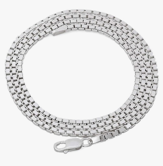 2.3mm Solid .925 Sterling Silver Square Box Chain Necklace