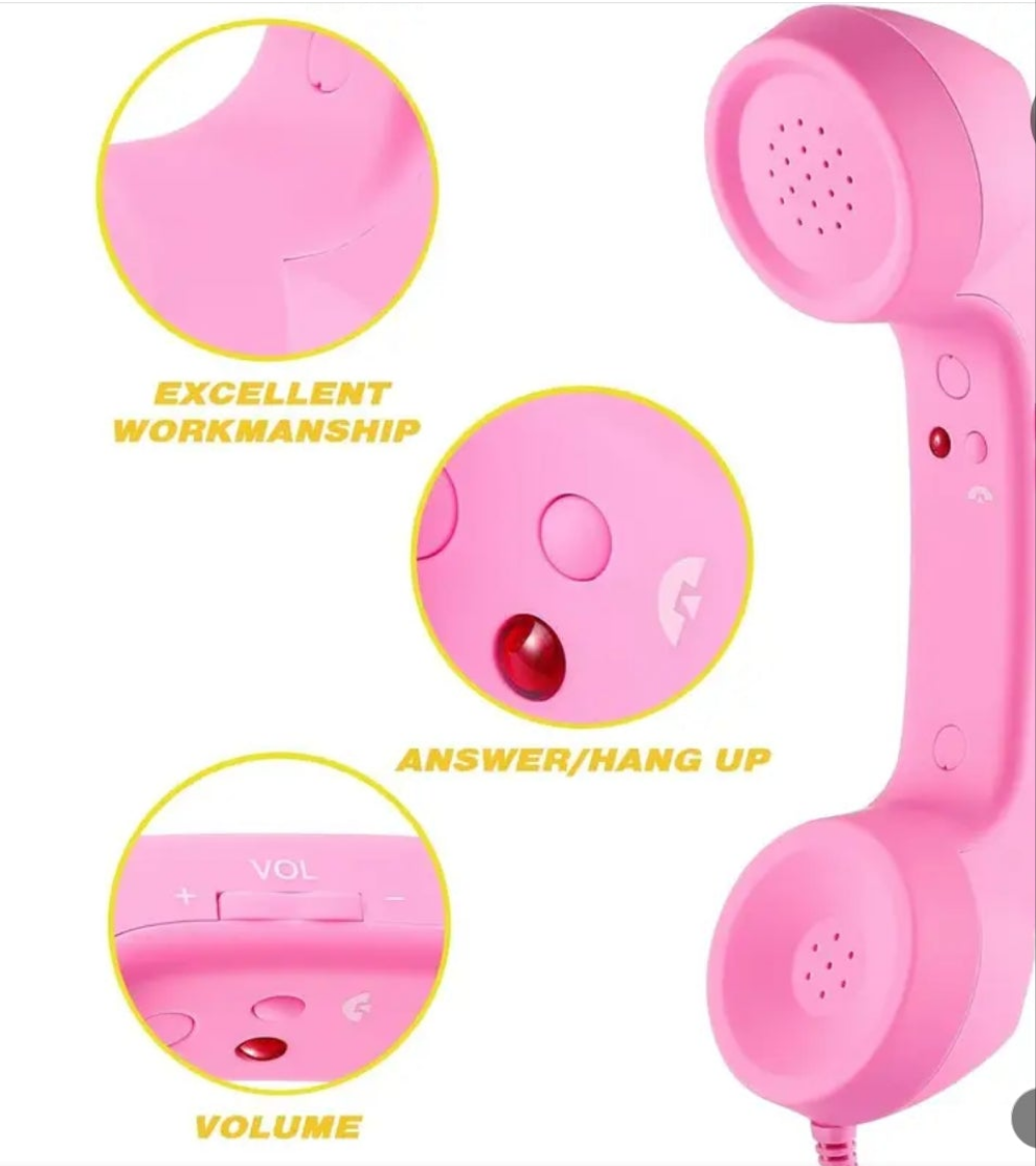 Vintage-Style 3.5mm Handheld Phone Receiver - Anti-Radiation, Noise Reduction, USB Powered - Perfect for Sports Fans & Gifts