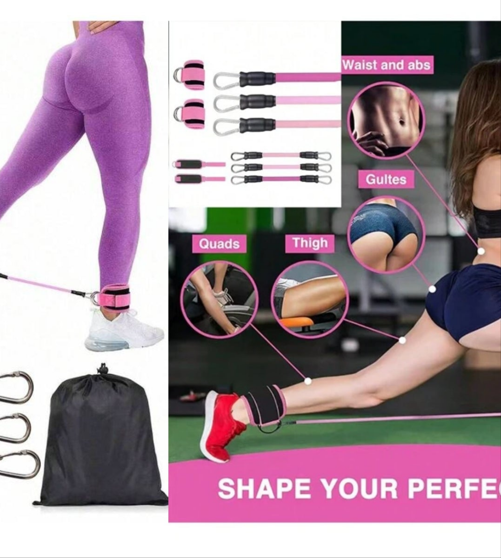6pcs/Set Fitness Ankle Resistance Bands With Adjustable Fastener, For Leg And Glute Strengthening Training material tpe