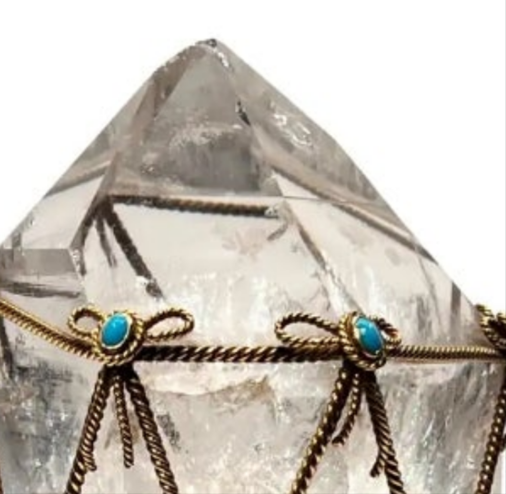 David Webb Rock Crystal and Turquoise Desk Object