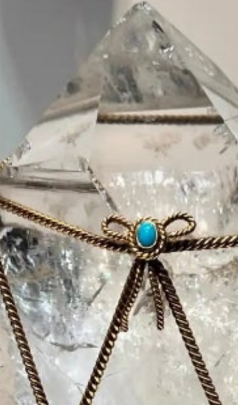 David Webb Rock Crystal and Turquoise Desk Object