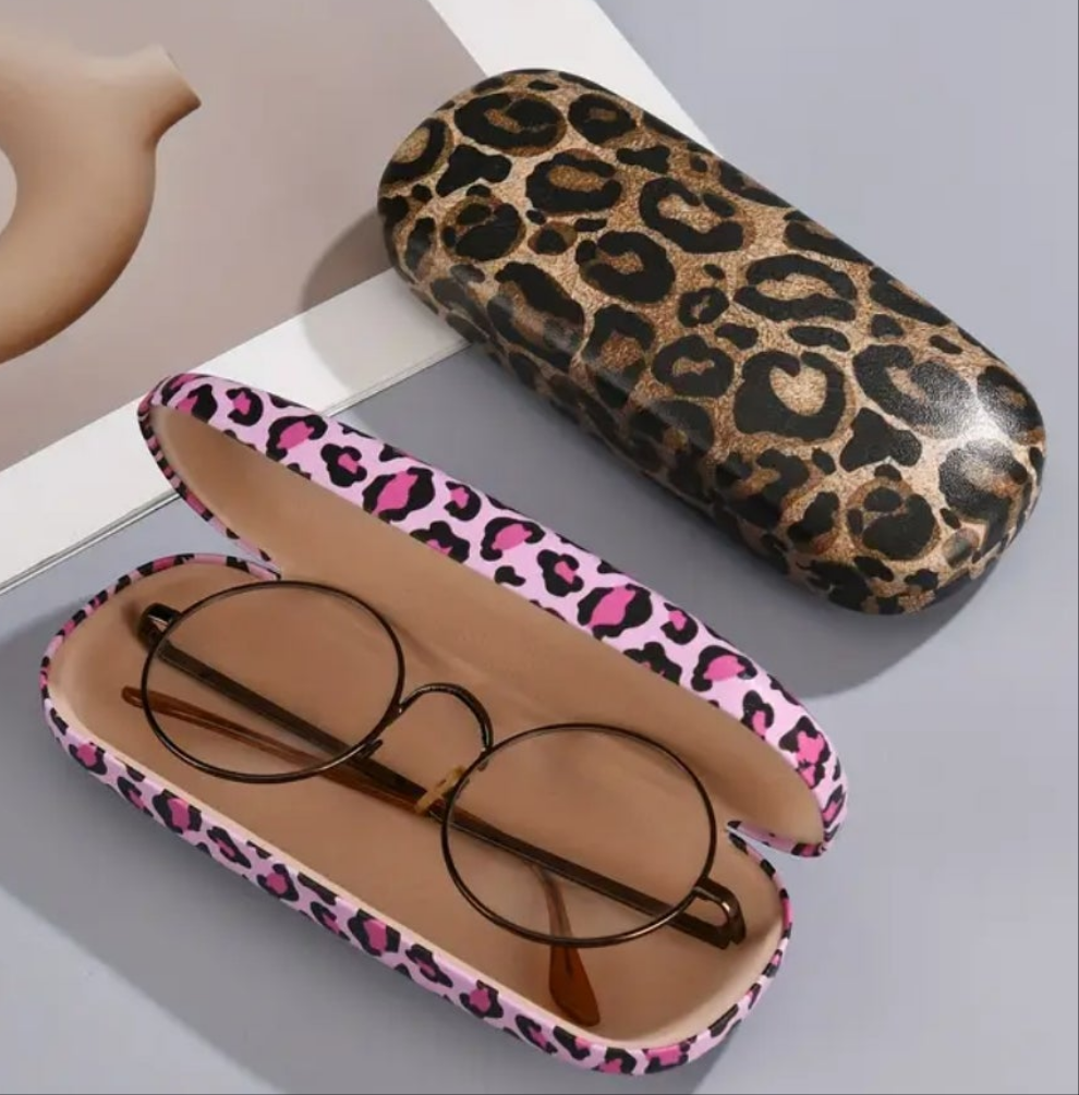 Leopard glasses holder pu leather