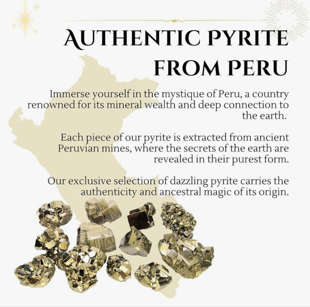 Natural Pyrite Crystal from Peru | Brilliant Cubic, Octahedral or Pyritohedral Crystals | Iron Pyrite Stone with Healing Properties for Collection, Decoration, Gifting, or Jewelry Making