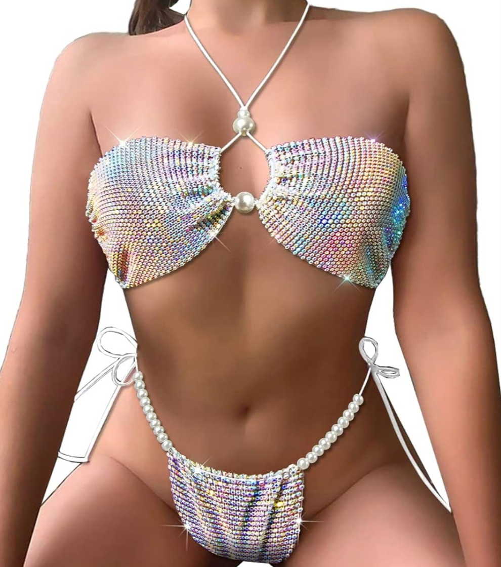 COCOMONEY BATHING SUIT one size s/m WITH FREE BAG AND GIFTS polyester 1 set 2 pieces