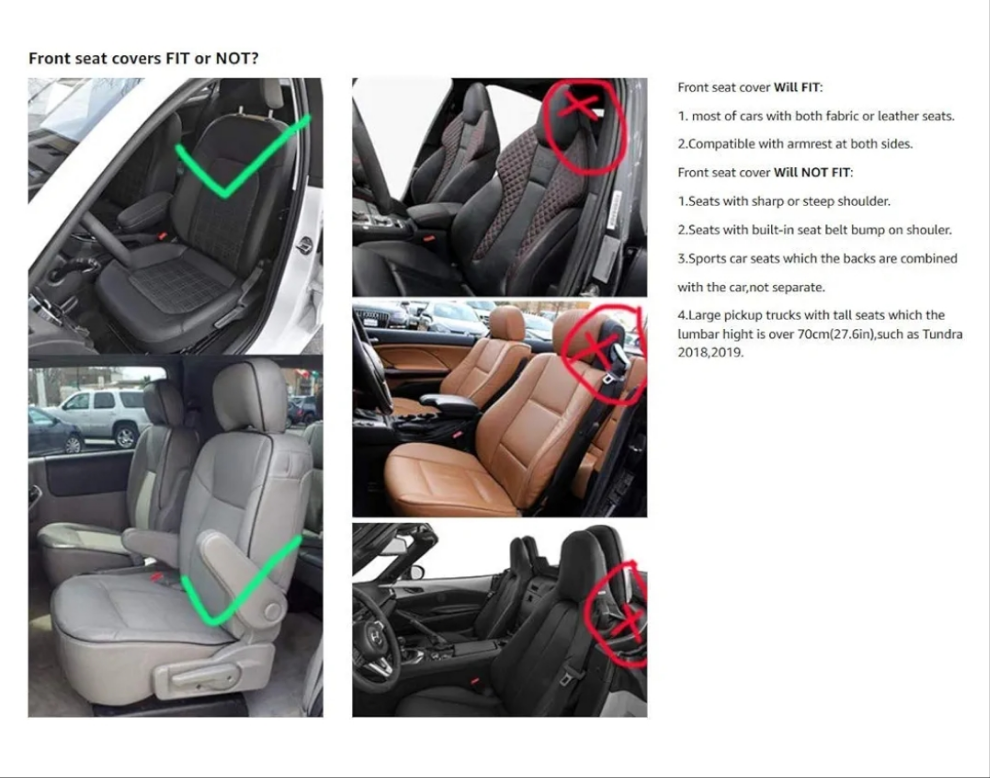 Crown Full Set Universal Fit 5 Seats Car Surrounded Waterproof Leather Car Seat Covers Protector Adjustable Removable Auto Seat Cushions with 2 Waist Pillows 2 Headrest Pillows